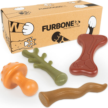 FURBONE Nylon-Hundekauspielzeuge mit Geschmack 4er-Pack, Knochen für kleine & mittelgroße Hunde