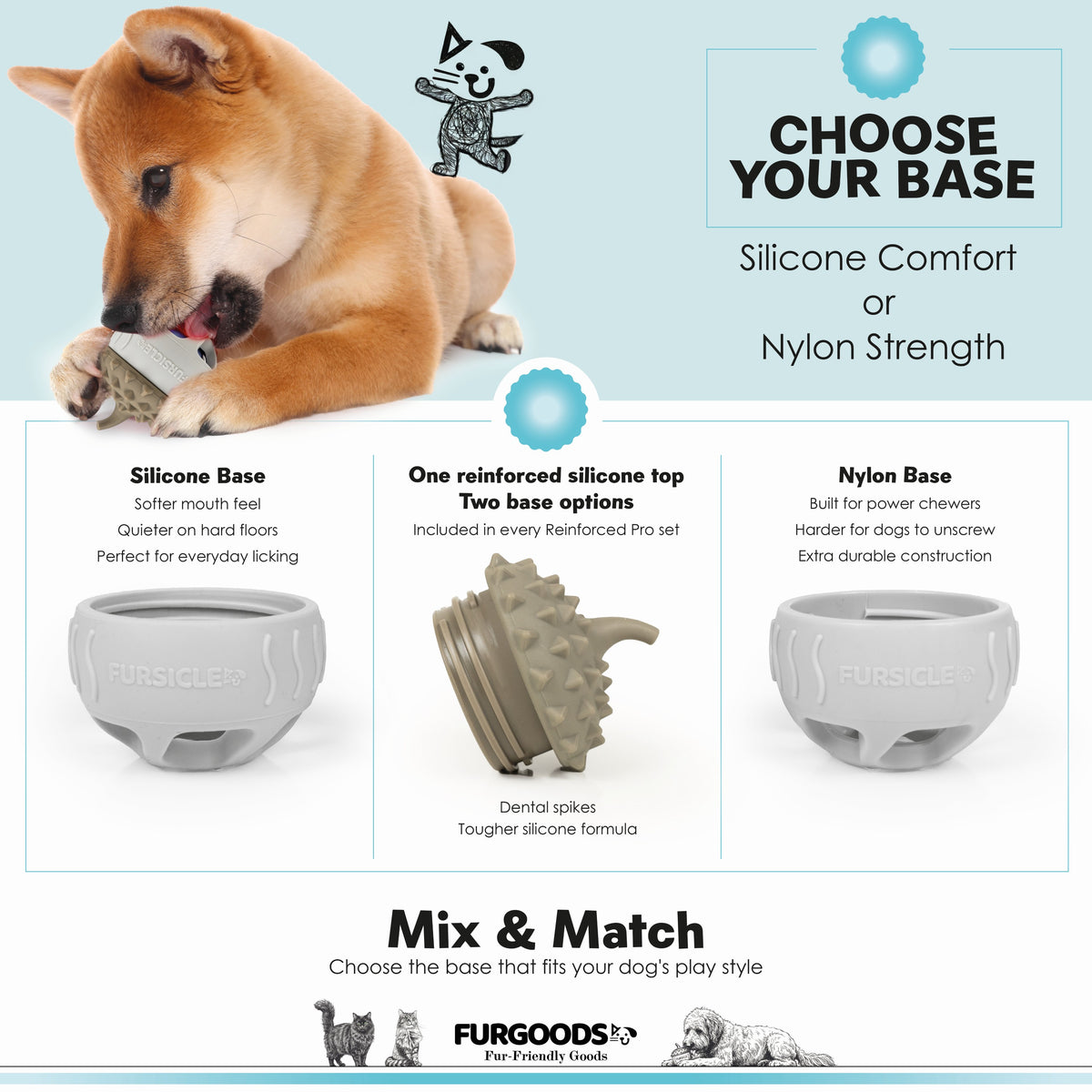 FURSICLE Pro Frozen Dog Treat Toy, befüllbarer Enrichment-Leckball mit Schale