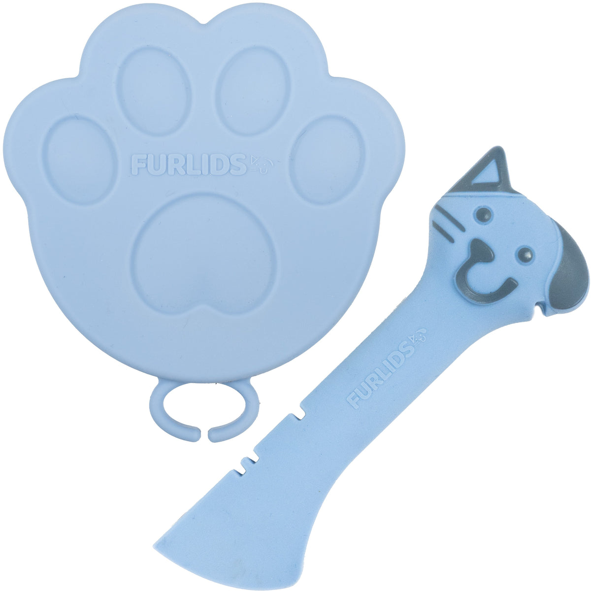 FURLIDS Blue Cat Dog Food Can Lid, Airtight Silicone Cover Spatula 1 Pack